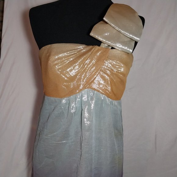 Voom by Joy Han Vintage Y2K Shimmery One Shoulder Barbie Prom Dress sz Large - Picture 3 of 5